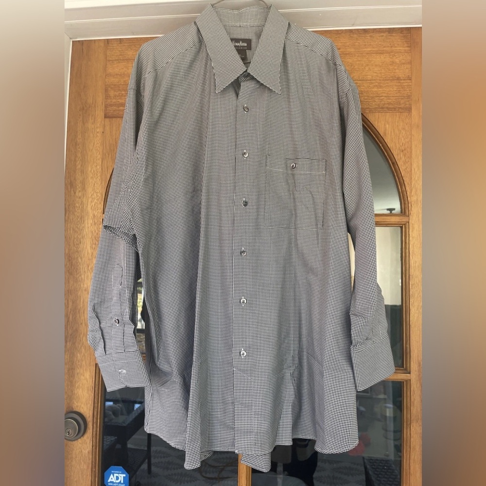 Men’s Neiman Marcus Exclusive Small Print Houndstooth Dress Shirt Size XXL